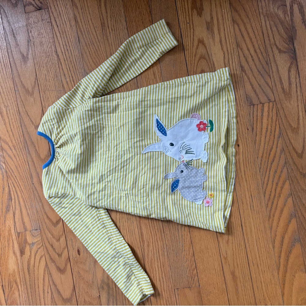 Mini Boden yellow and white striped dress